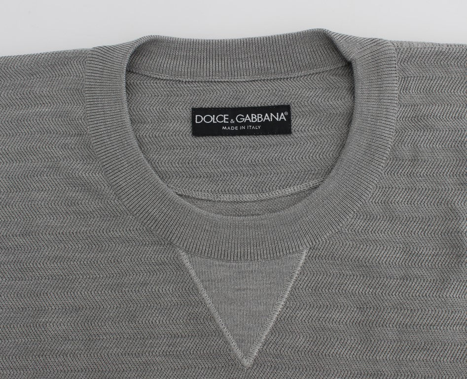 Dolce & Gabbana Grauer Seidenpullover mit Rundhalsausschnitt
