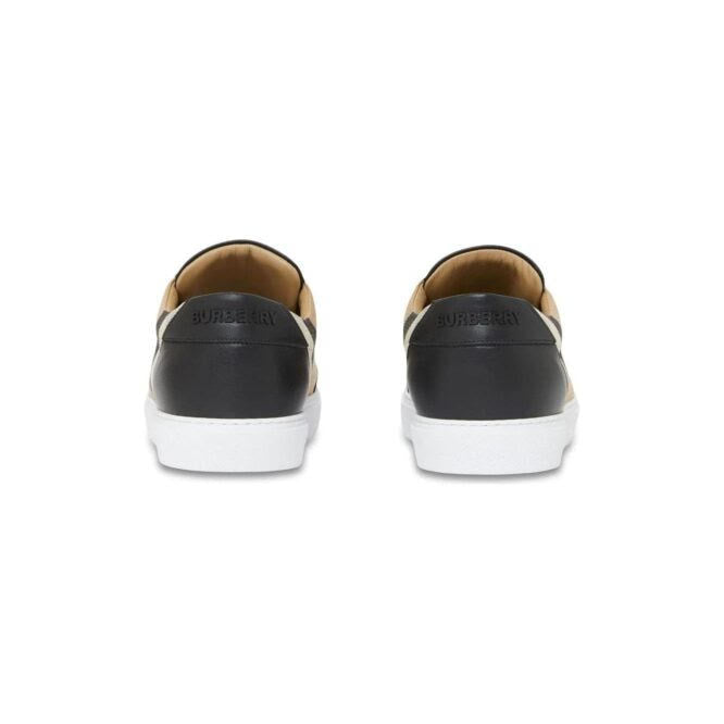 Burberry Schwarz Leder Neu Salmond Turnschuhe