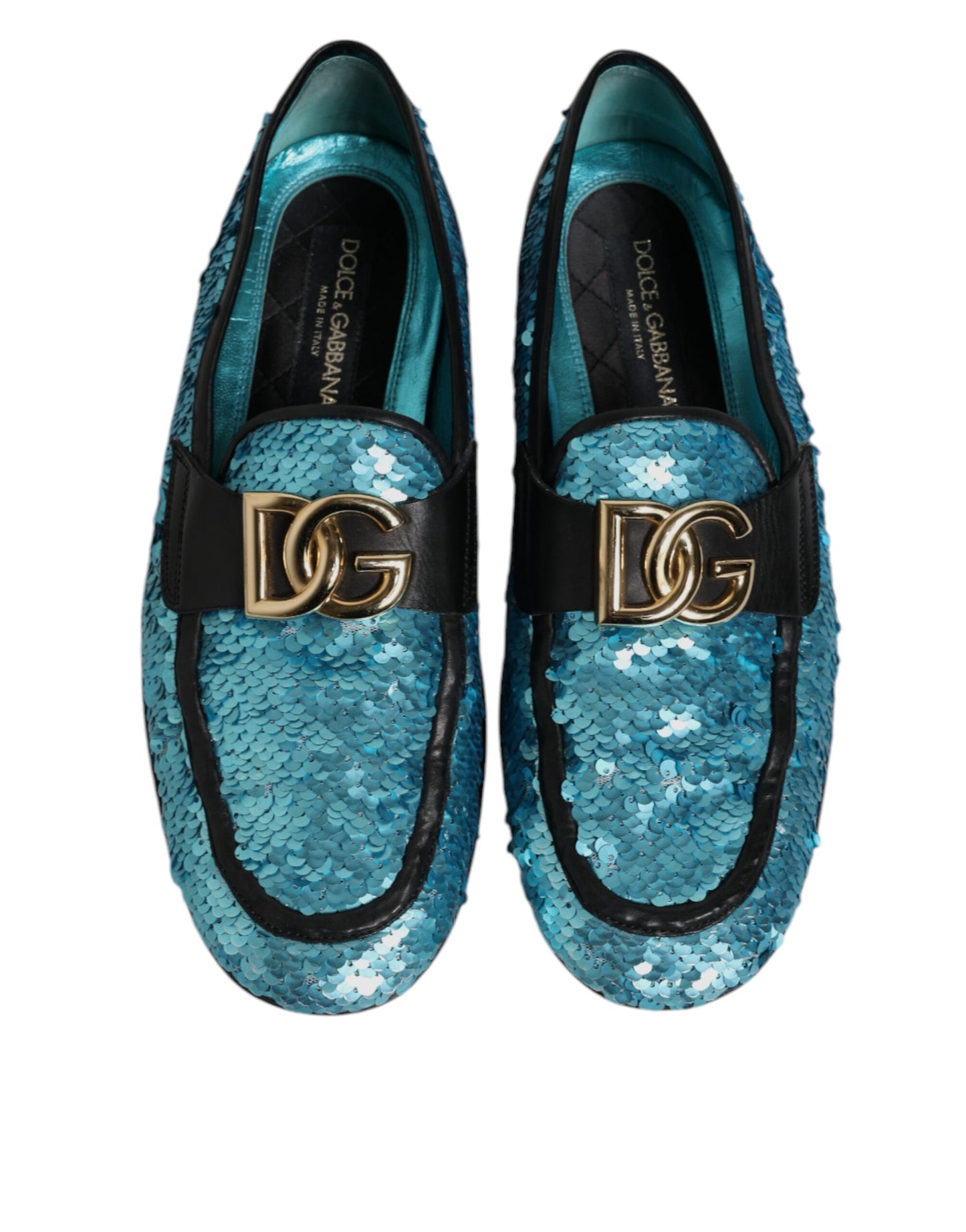Dolce & Gabbana Blaue Pailletten Loafers Formelle Schuhe