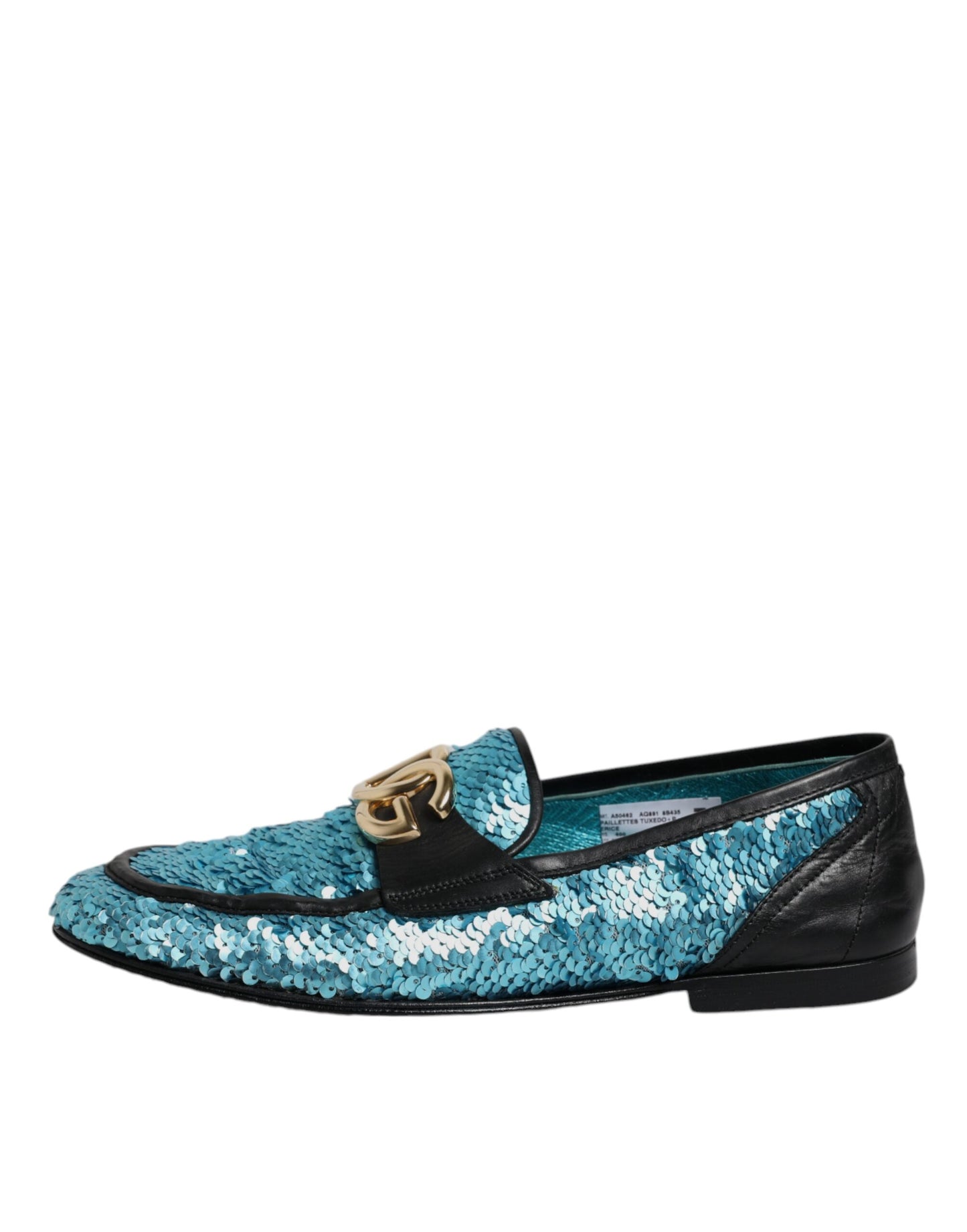 Dolce & Gabbana Blaue Pailletten Loafers Formelle Schuhe