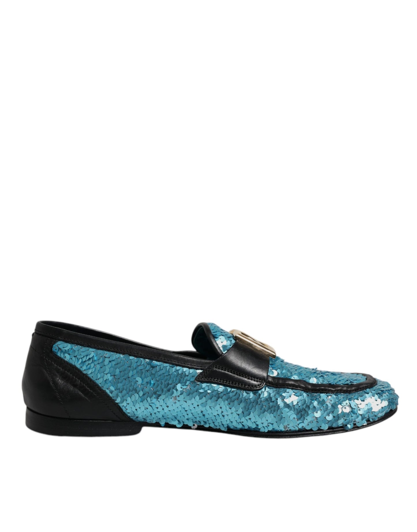 Dolce & Gabbana Blaue Pailletten Loafers Formelle Schuhe