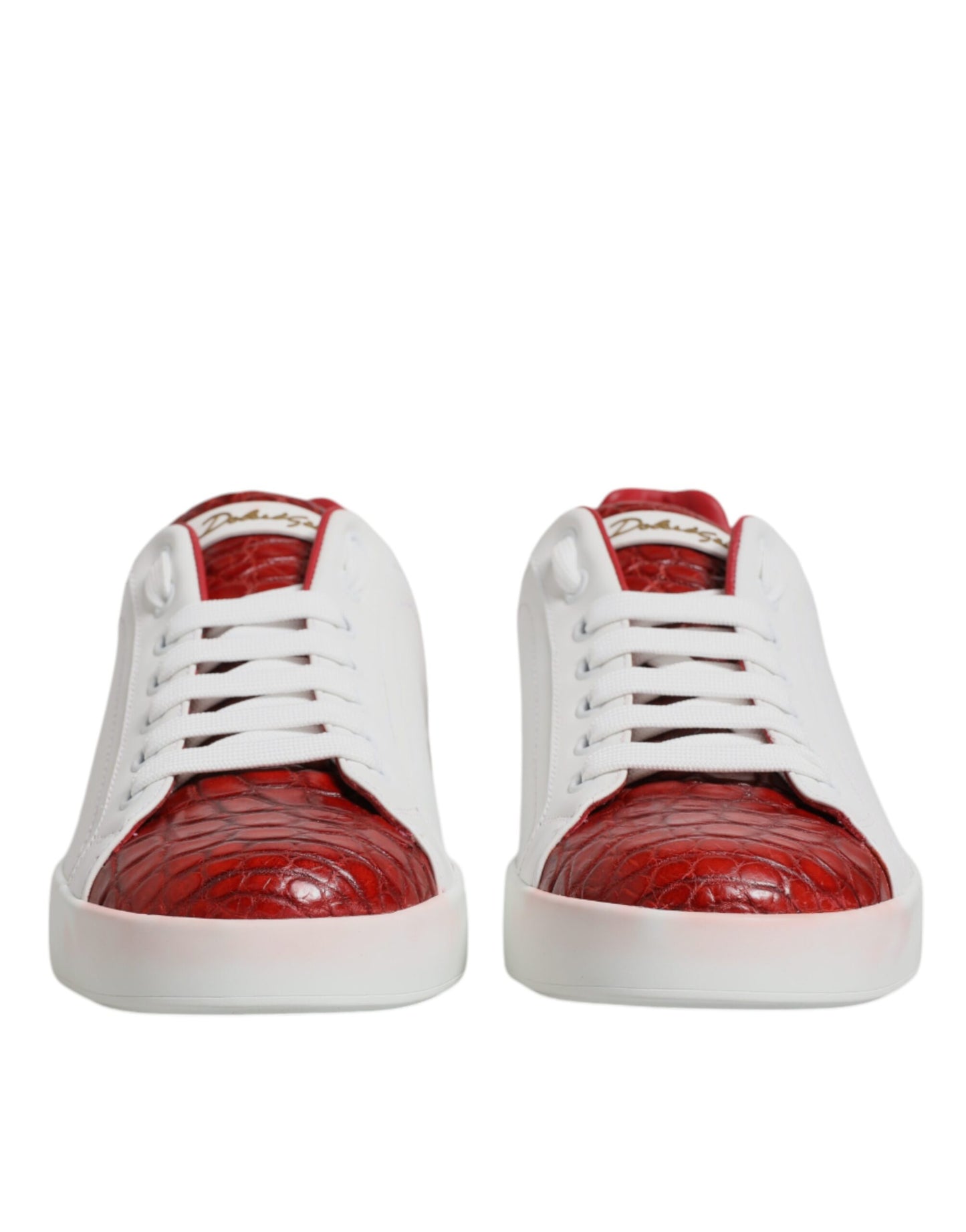 Dolce & Gabbana Weiß Rot Leder Portofino Männer Sneaker Schuhe