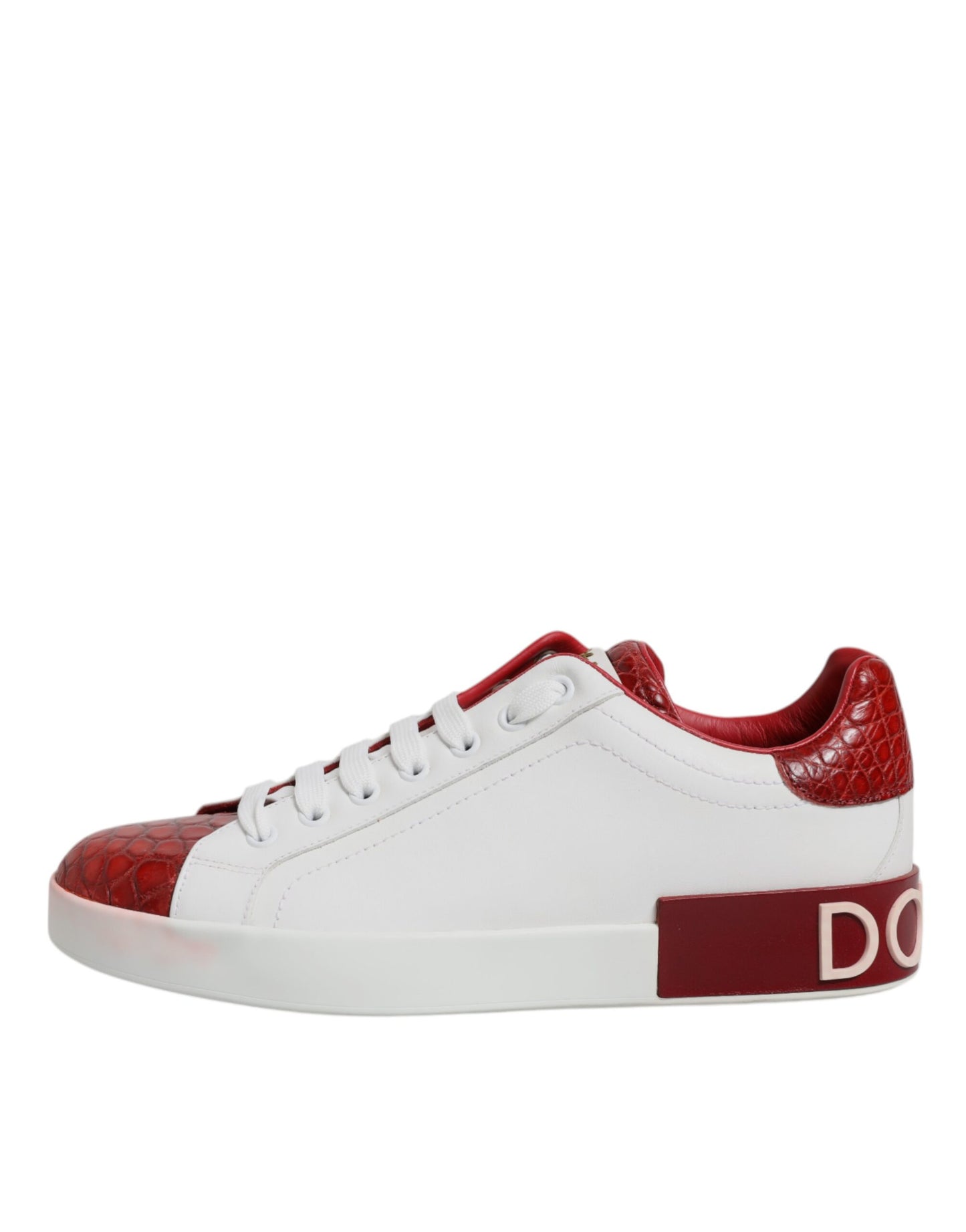 Dolce & Gabbana Weiß Rot Leder Portofino Männer Sneaker Schuhe