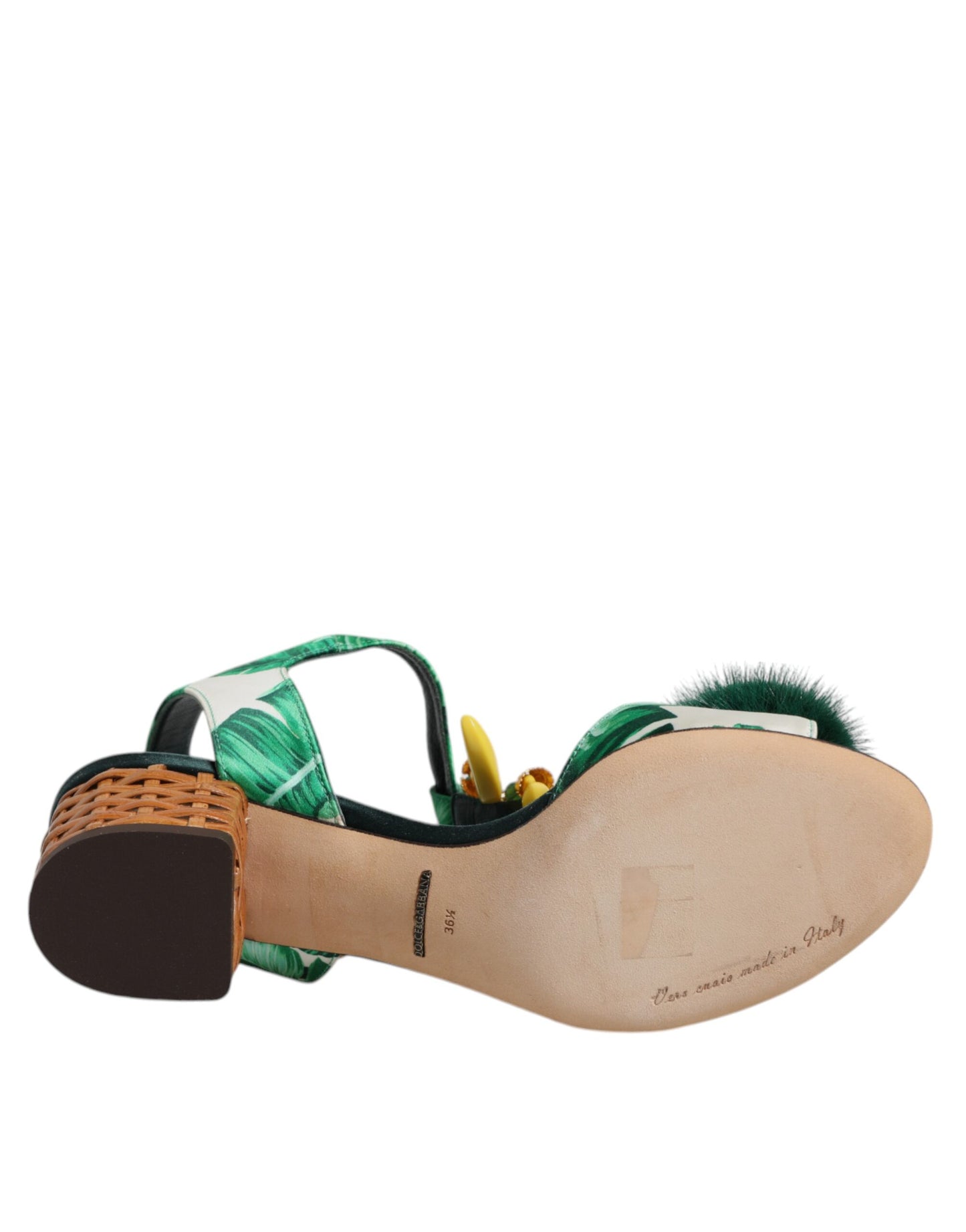 Dolce & Gabbana Grün Kristall Pelz verschönert Sandalen Schuhe