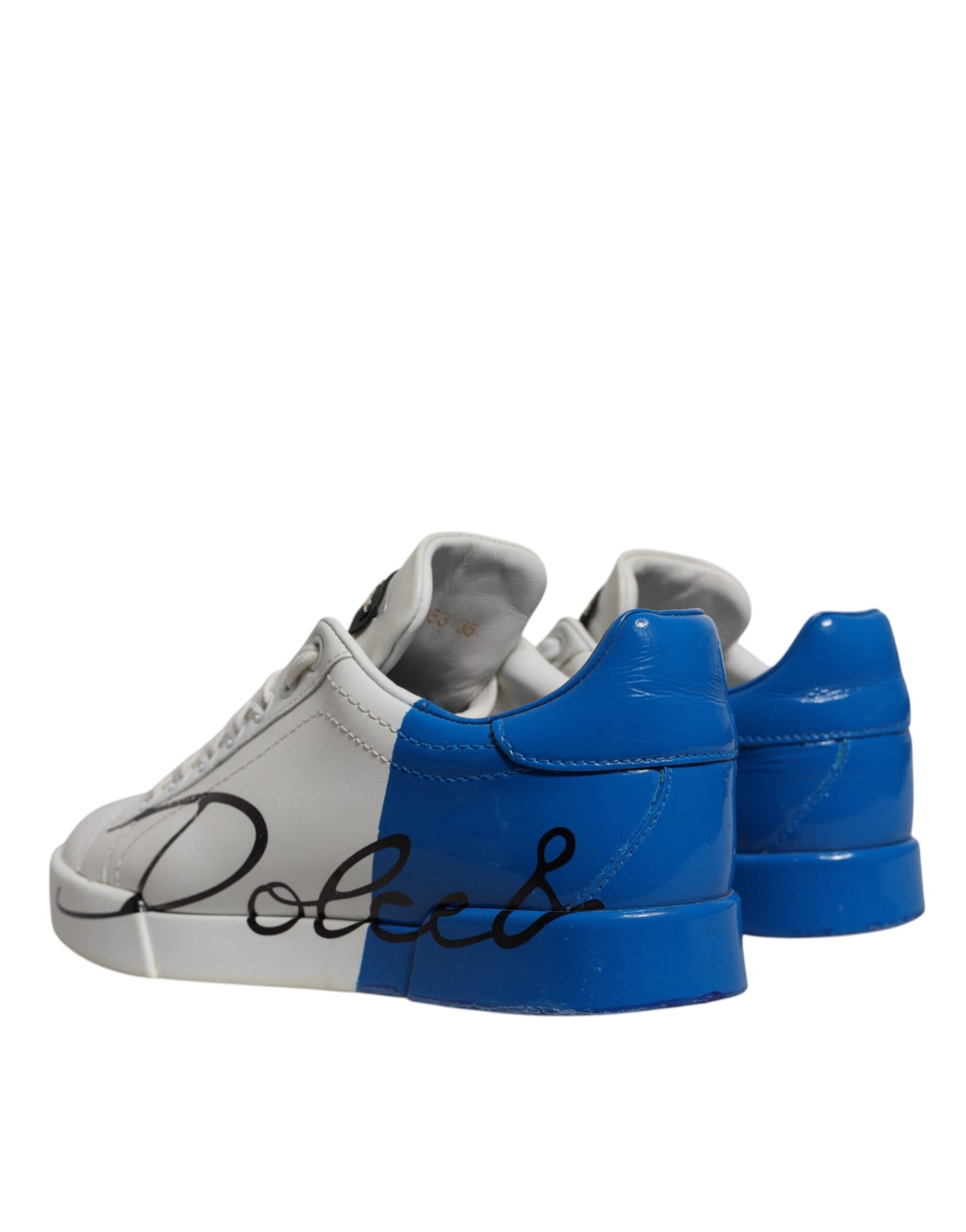 Dolce & Gabbana Weiß Blau Logo Portofino Turnschuhe Schuhe