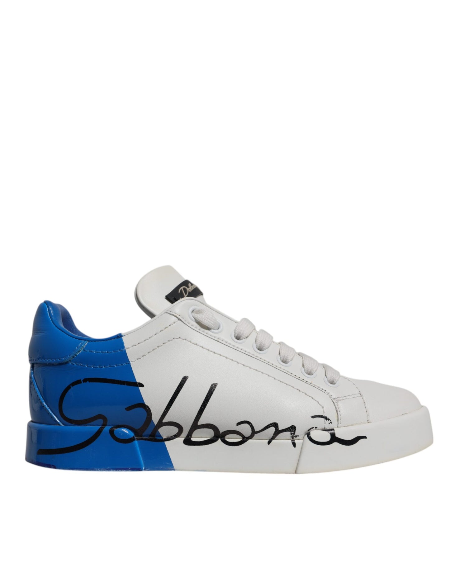 Dolce & Gabbana Weiß Blau Logo Portofino Turnschuhe Schuhe