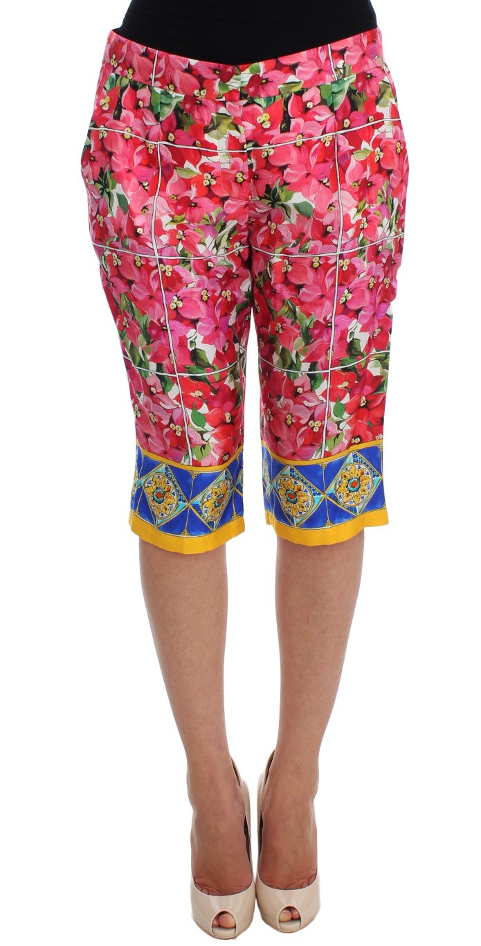 Dolce & Gabbana Multicolor Floral Knie Capris Shorts Hosen