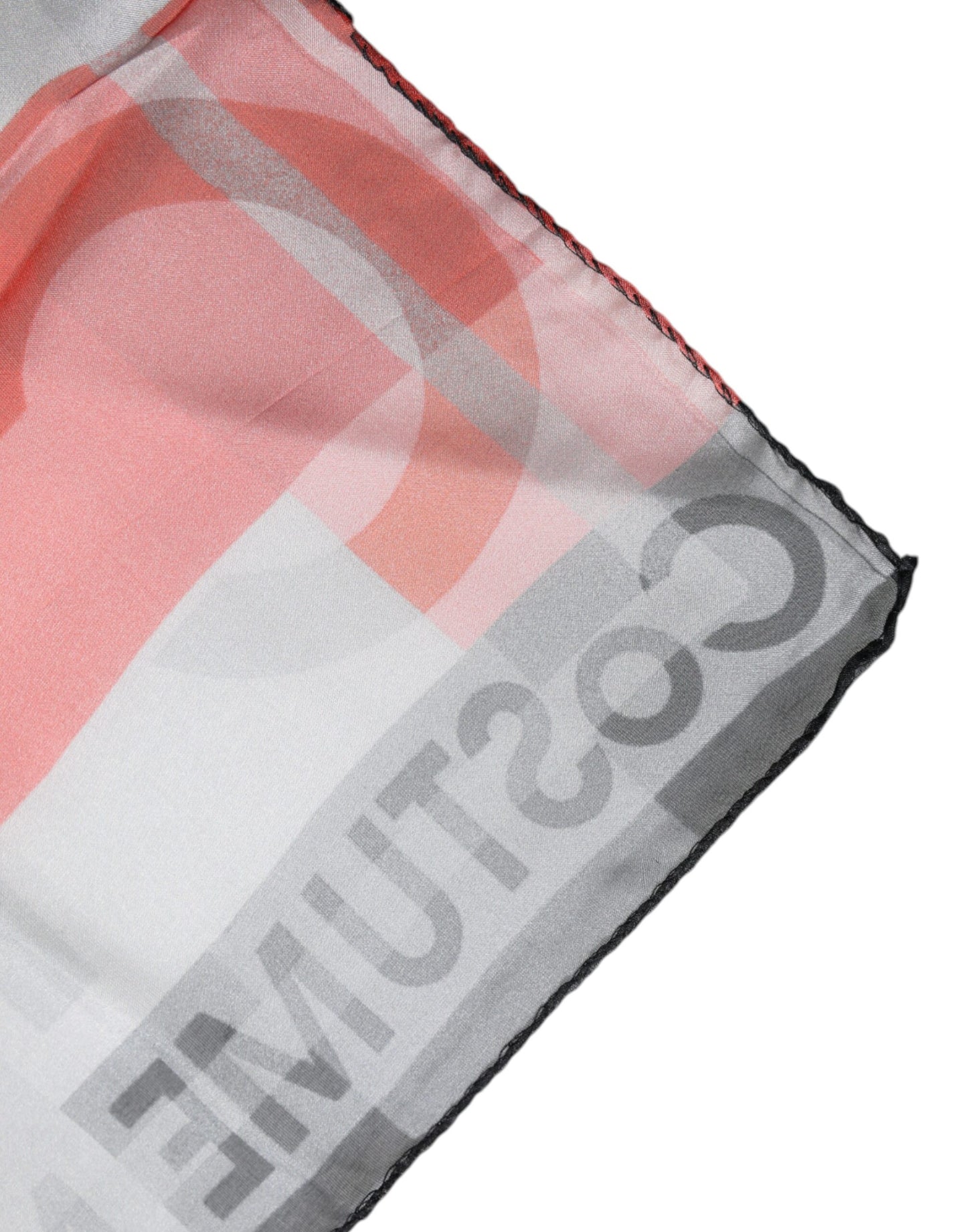 Costume National Grauer roter Seidenschal mit quadratischem Halsausschnitt und Wickeltuch