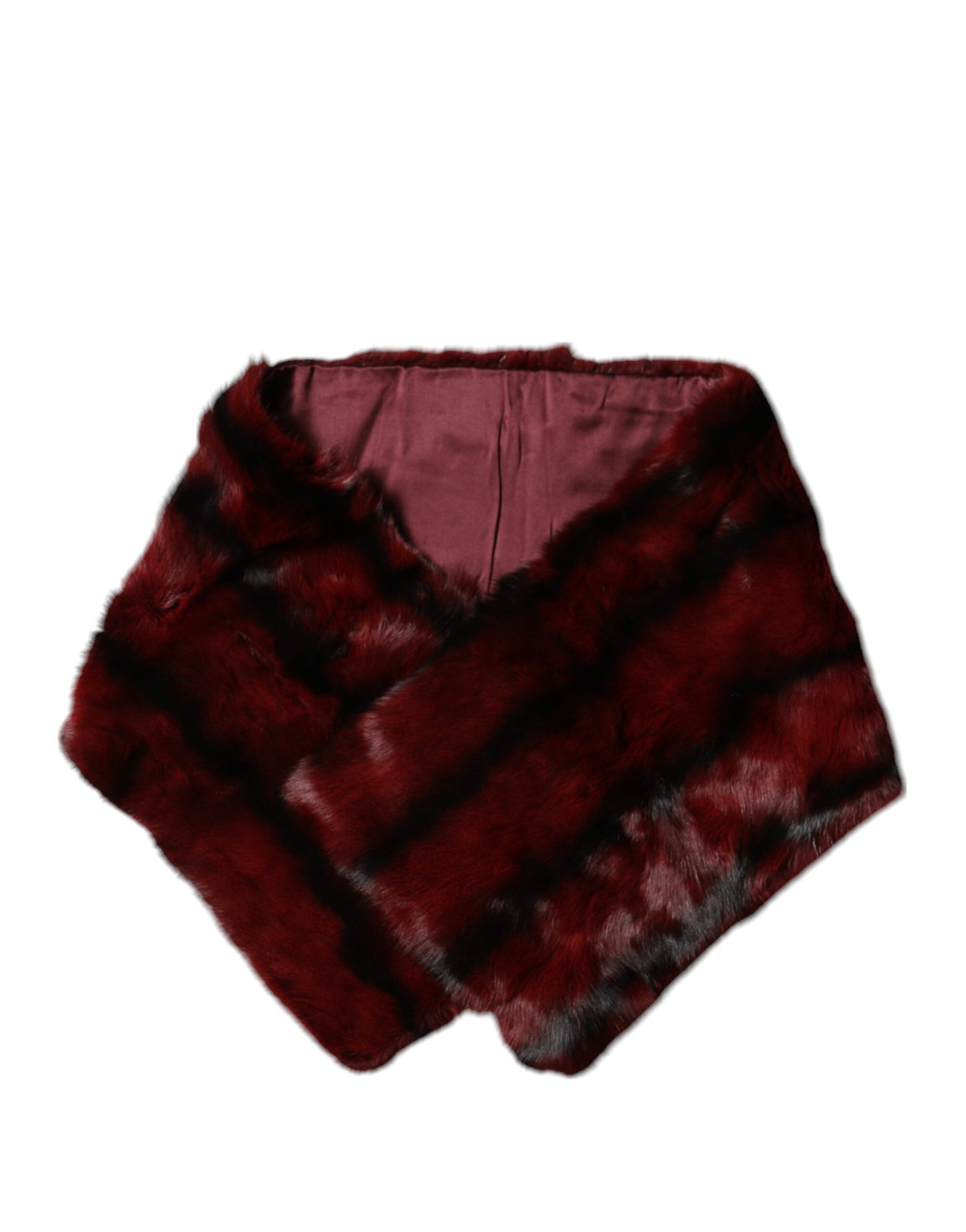Dolce & Gabbana Schwarz Rot Gestreifter Pelz Schal Hals Wrap Schal