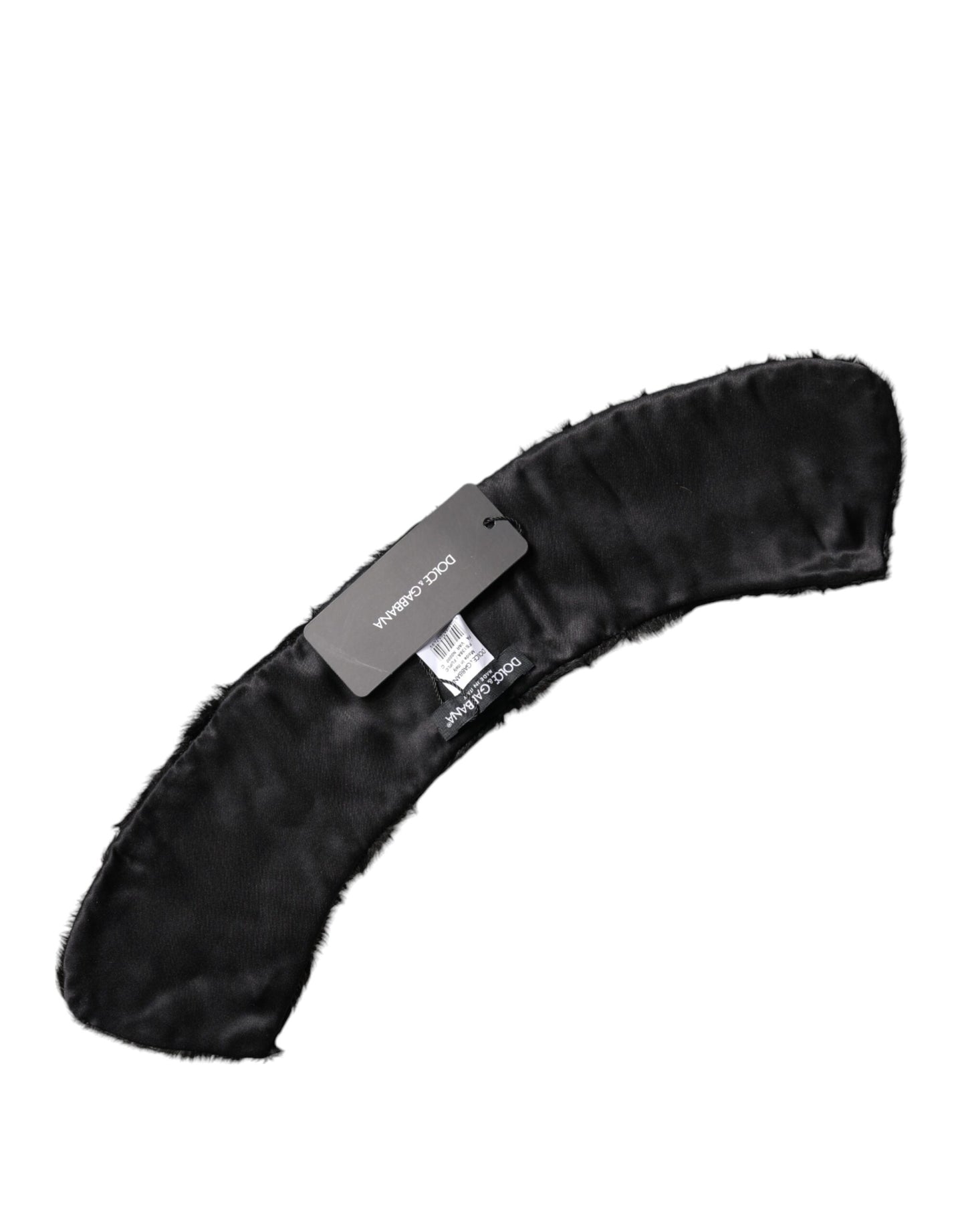 Dolce & Gabbana Schwarzer Lammfellkragen Frauen Hals Wrap Schal