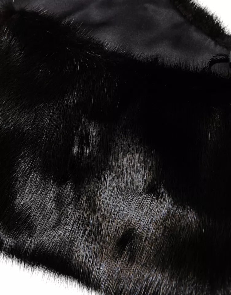 Dolce & Gabbana Schwarzer Pelzschal Hals Wrap Cover Kragenschal