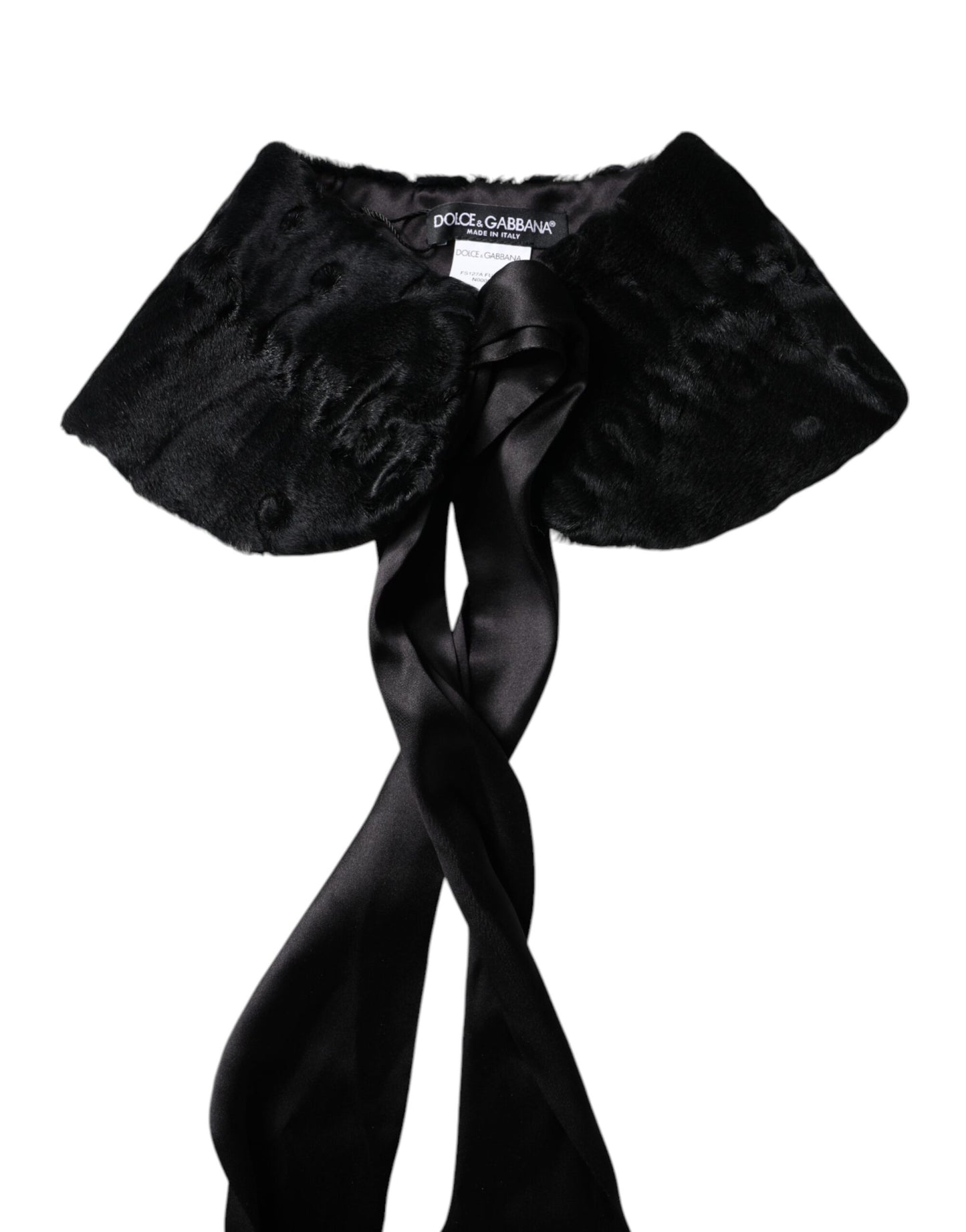 Dolce & Gabbana Schwarzer Lammfell Damen Halswärmer Winterschal