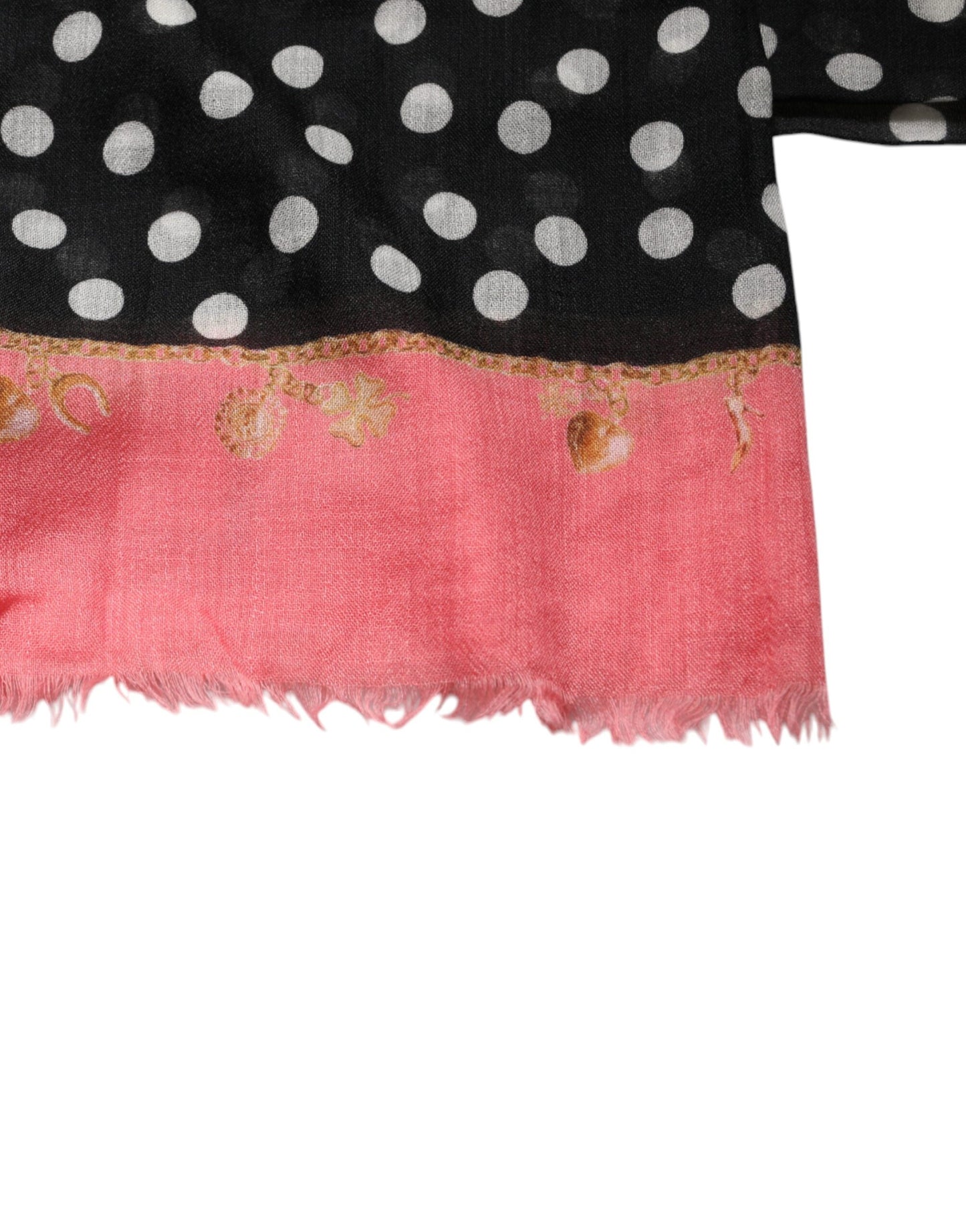 Dolce & Gabbana Schwarzer weißer Polka Dots Fransen Wickelschal