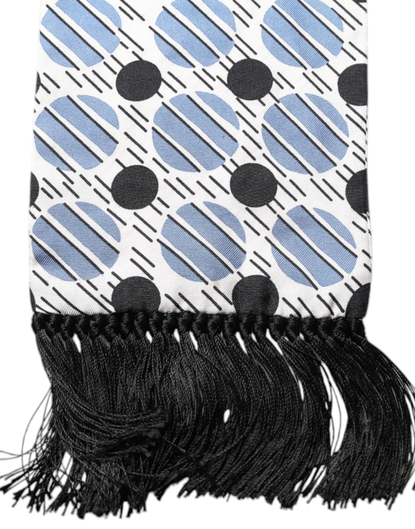 Dolce & Gabbana Weiß-blau gepunkteter Seidenschal mit Skinny