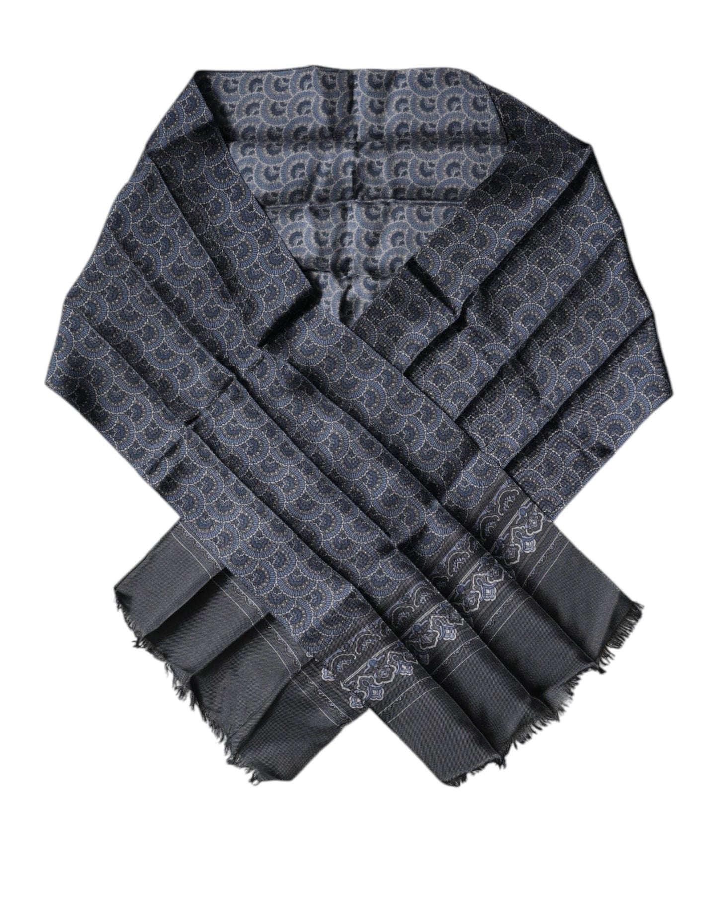 Dolce & Gabbana Dunkelblauer Fantasy Seidenhalstuchschal