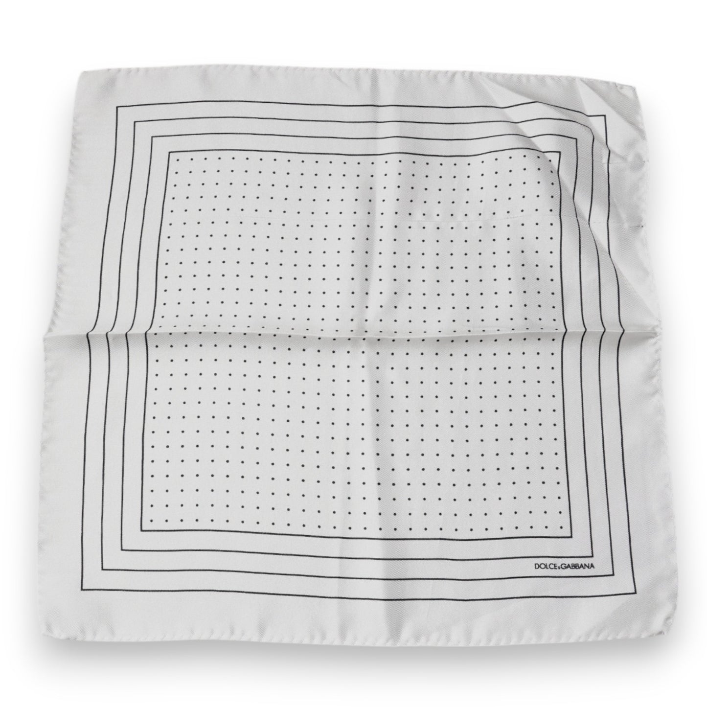 Dolce & Gabbana Weißer gepunkteter quadratischer Taschentuchschal