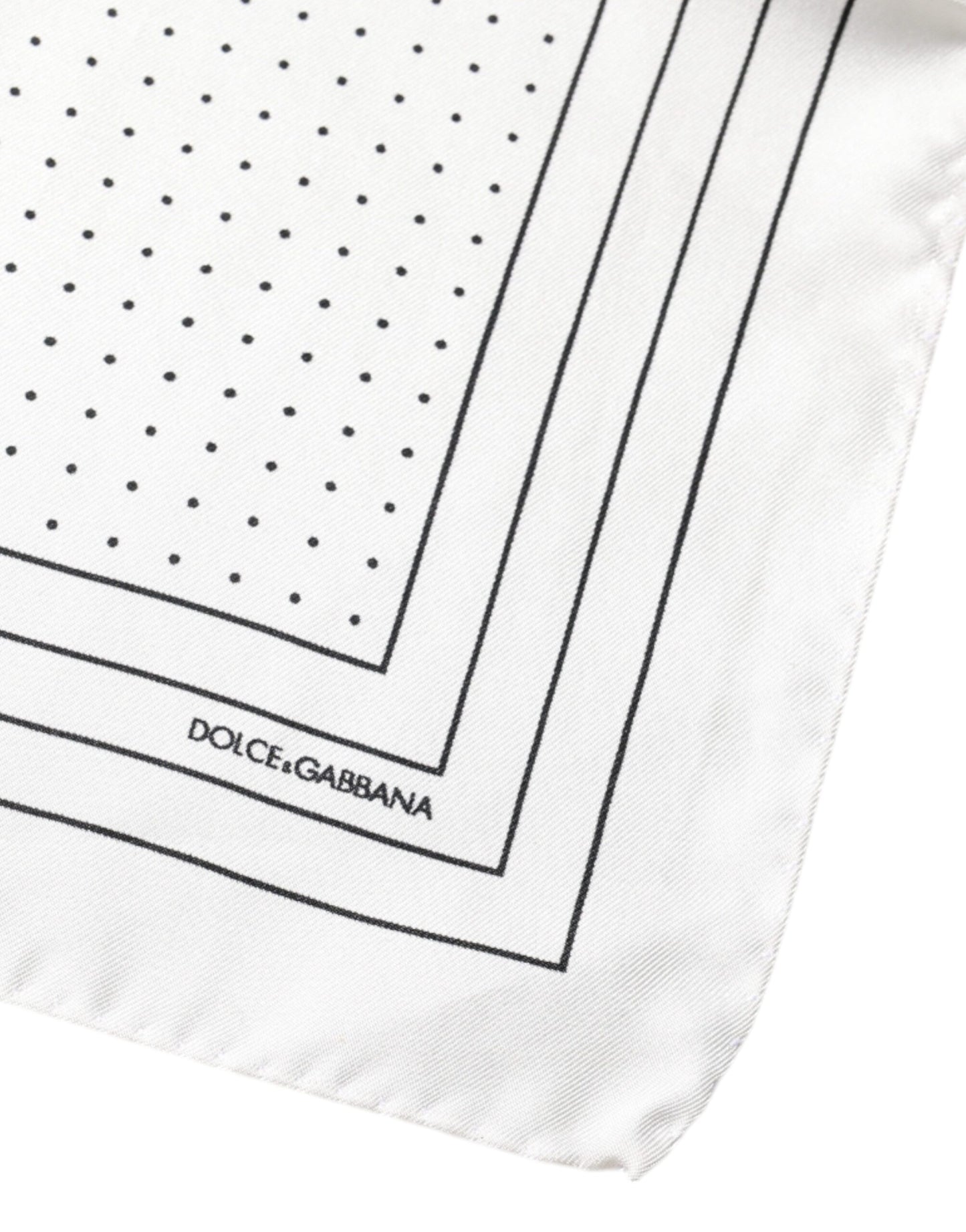 Dolce & Gabbana Weißer gepunkteter quadratischer Taschentuchschal