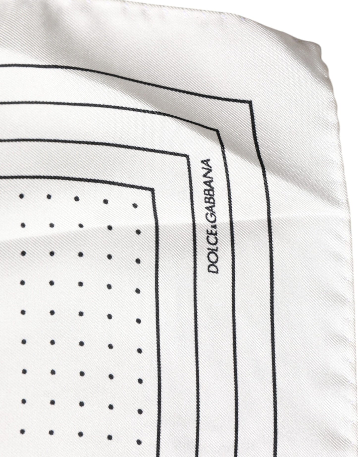 Dolce & Gabbana Weißer gepunkteter quadratischer Taschentuchschal