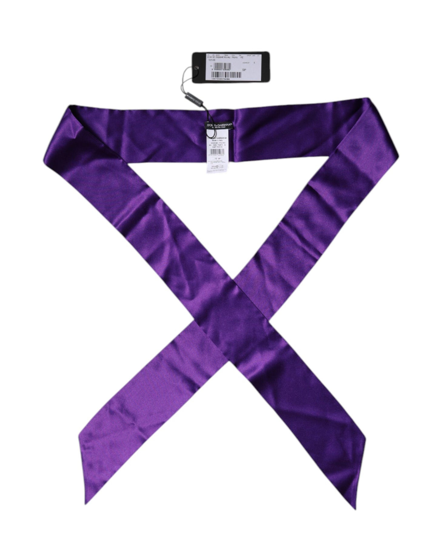 Dolce & Gabbana Lila Satin Seide Skinny Neck Foulard Schal