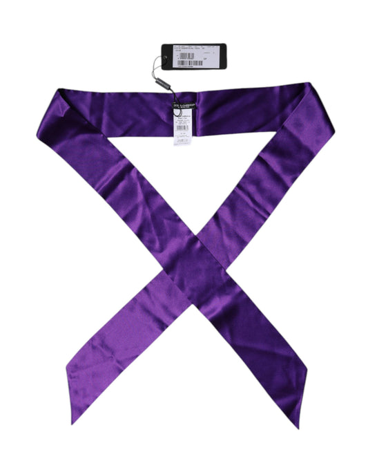 Dolce & Gabbana Lila Satin Seide Skinny Neck Foulard Schal