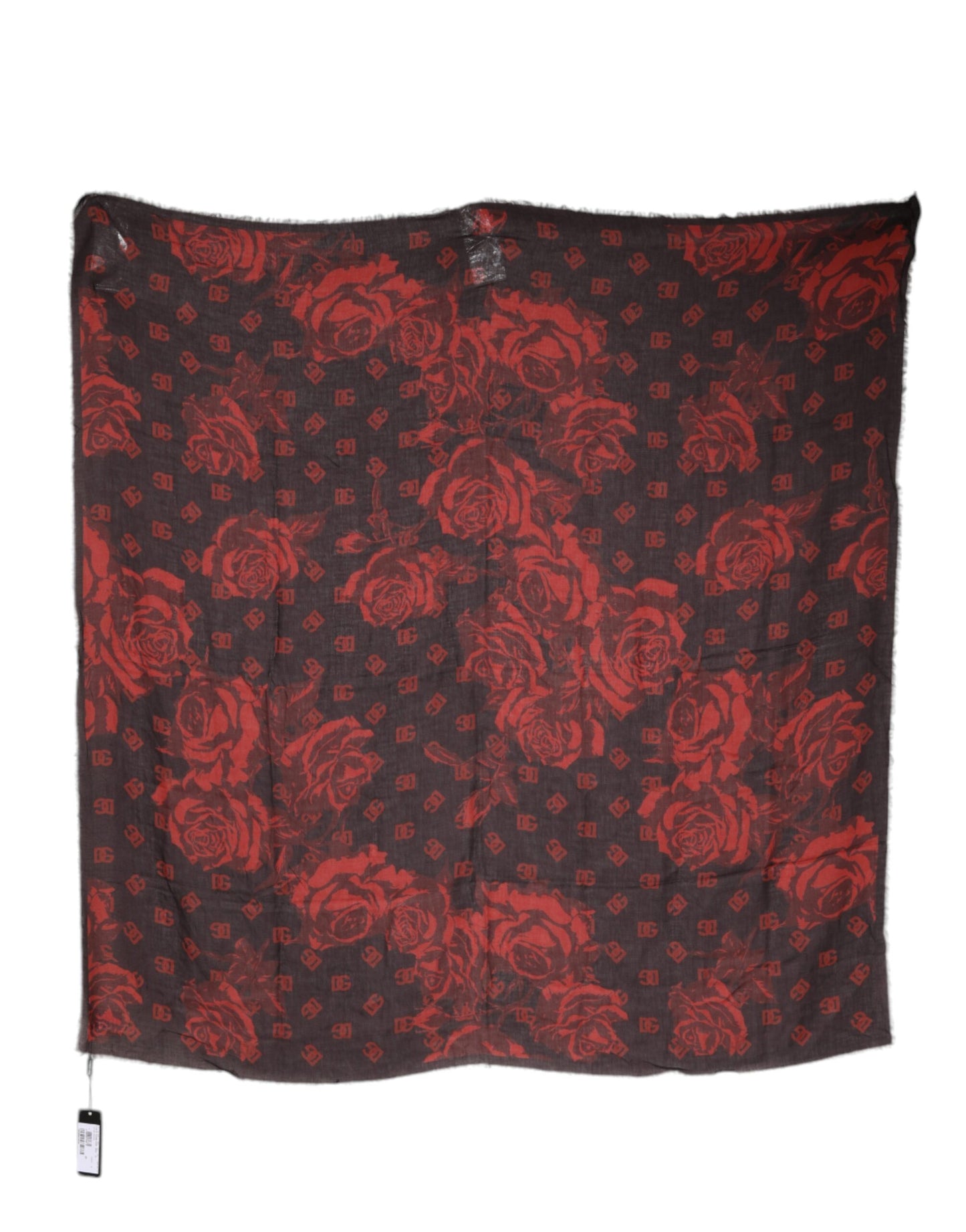 Dolce & Gabbana Schwarz Rot Floral Modal Wickelschal Schal