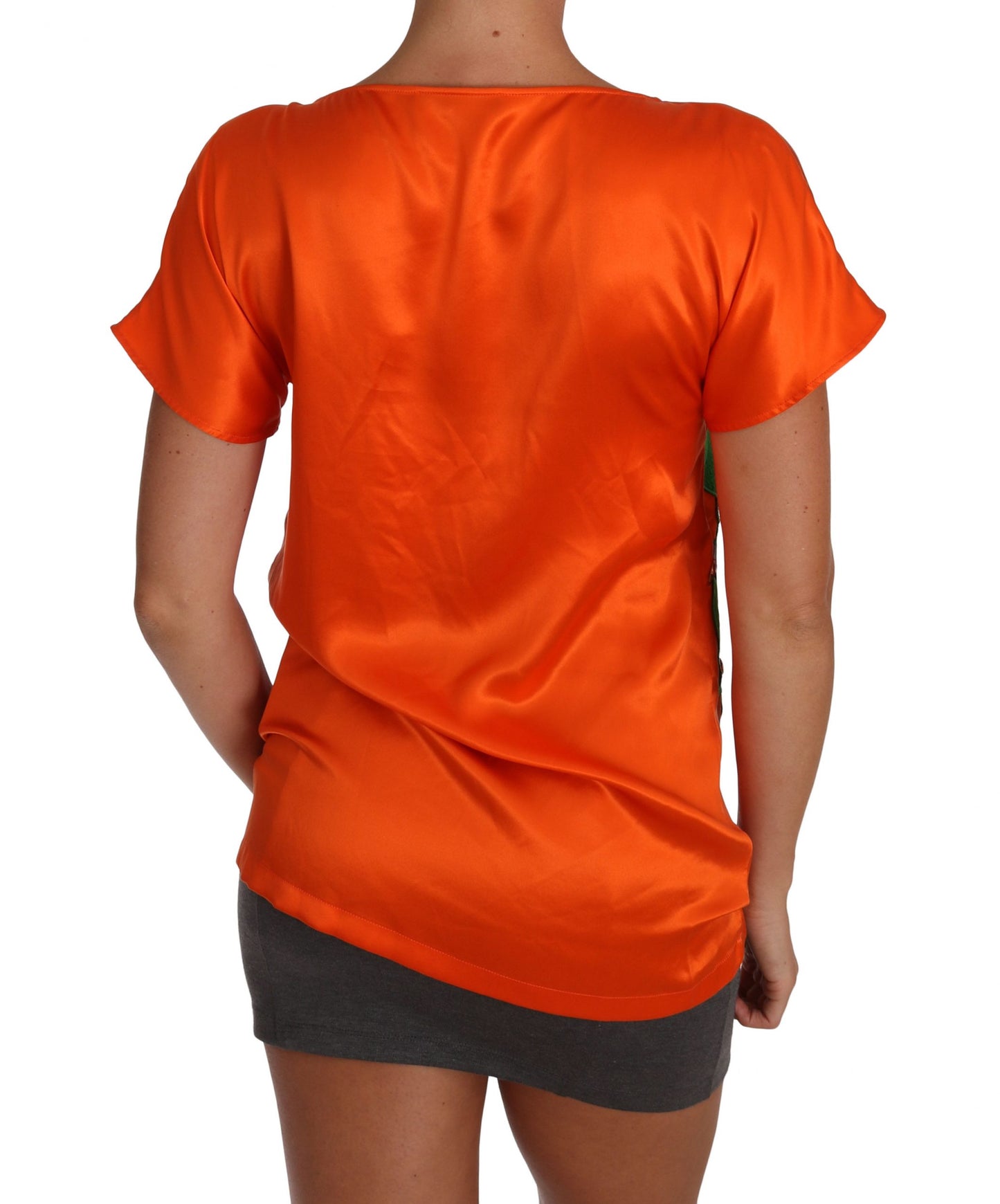 Dolce & Gabbana Seide Orange Zitrone Kristall-T-Shirt Top