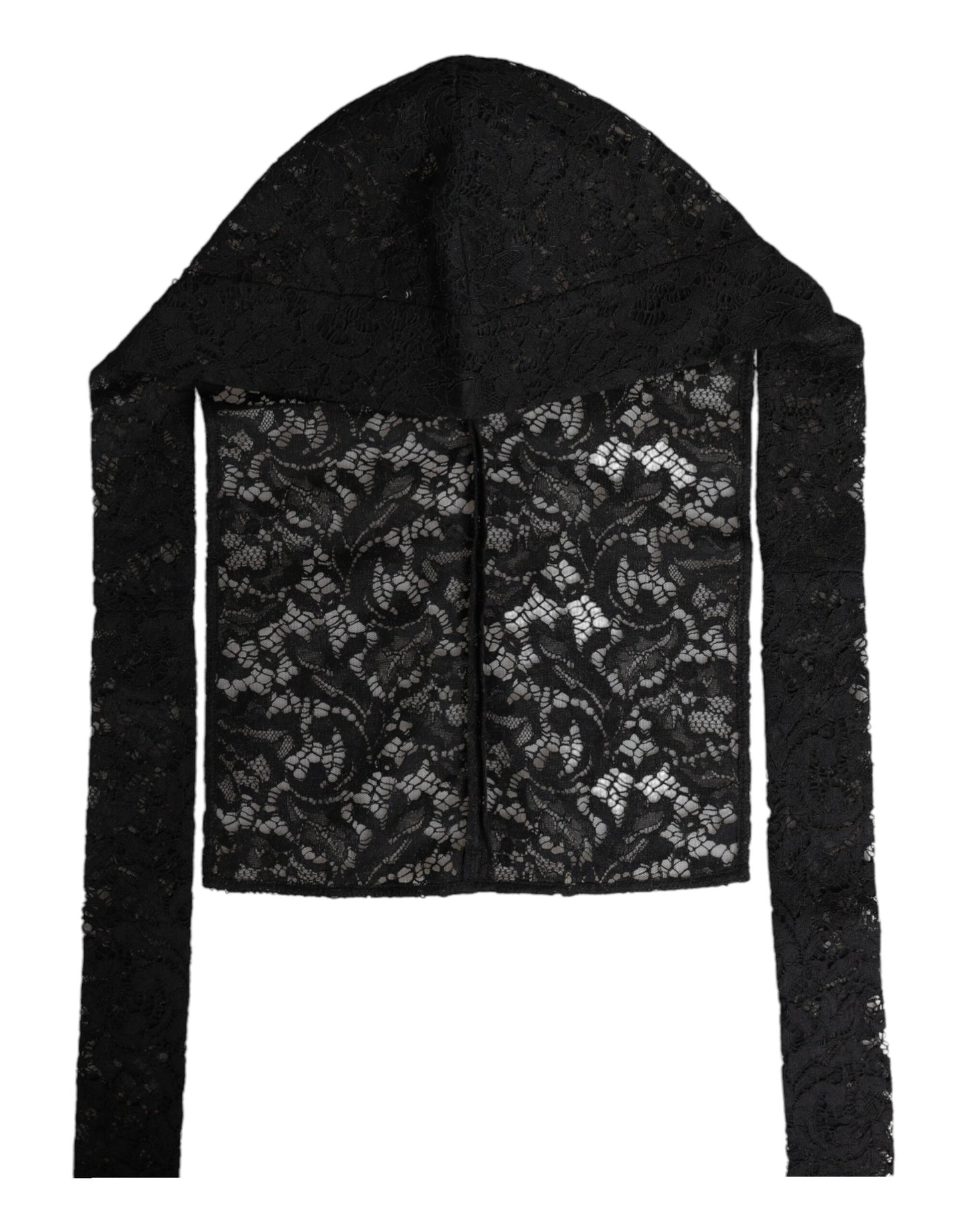 Dolce & Gabbana Schwarzer floraler Spitzen-Ganzkopf-Wickelhut