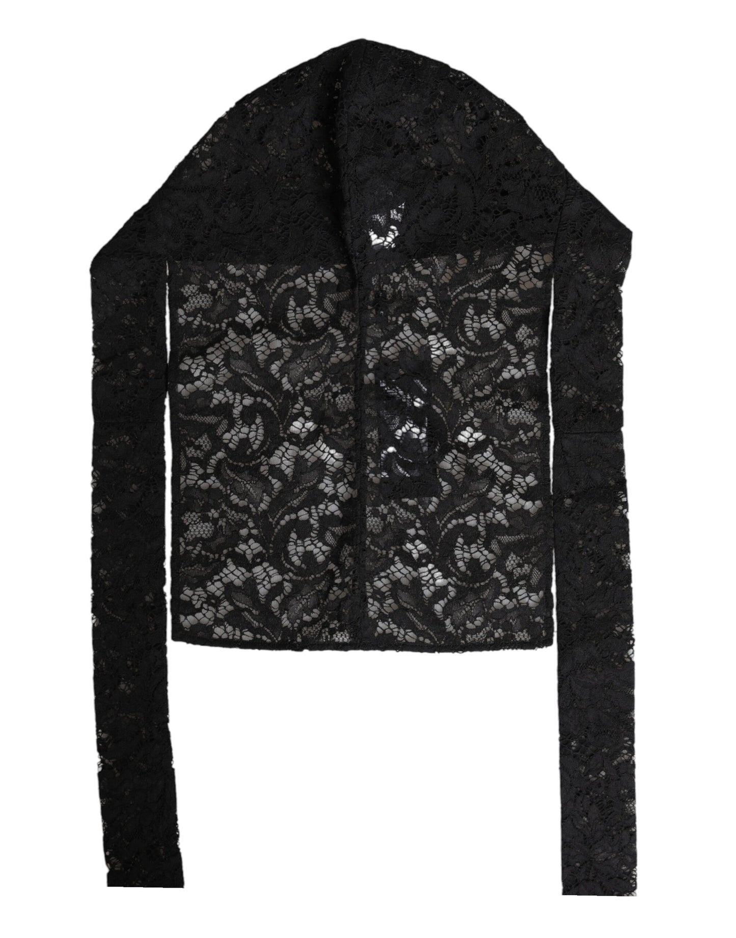 Dolce & Gabbana Schwarzer floraler Spitzen-Ganzkopf-Wickelhut