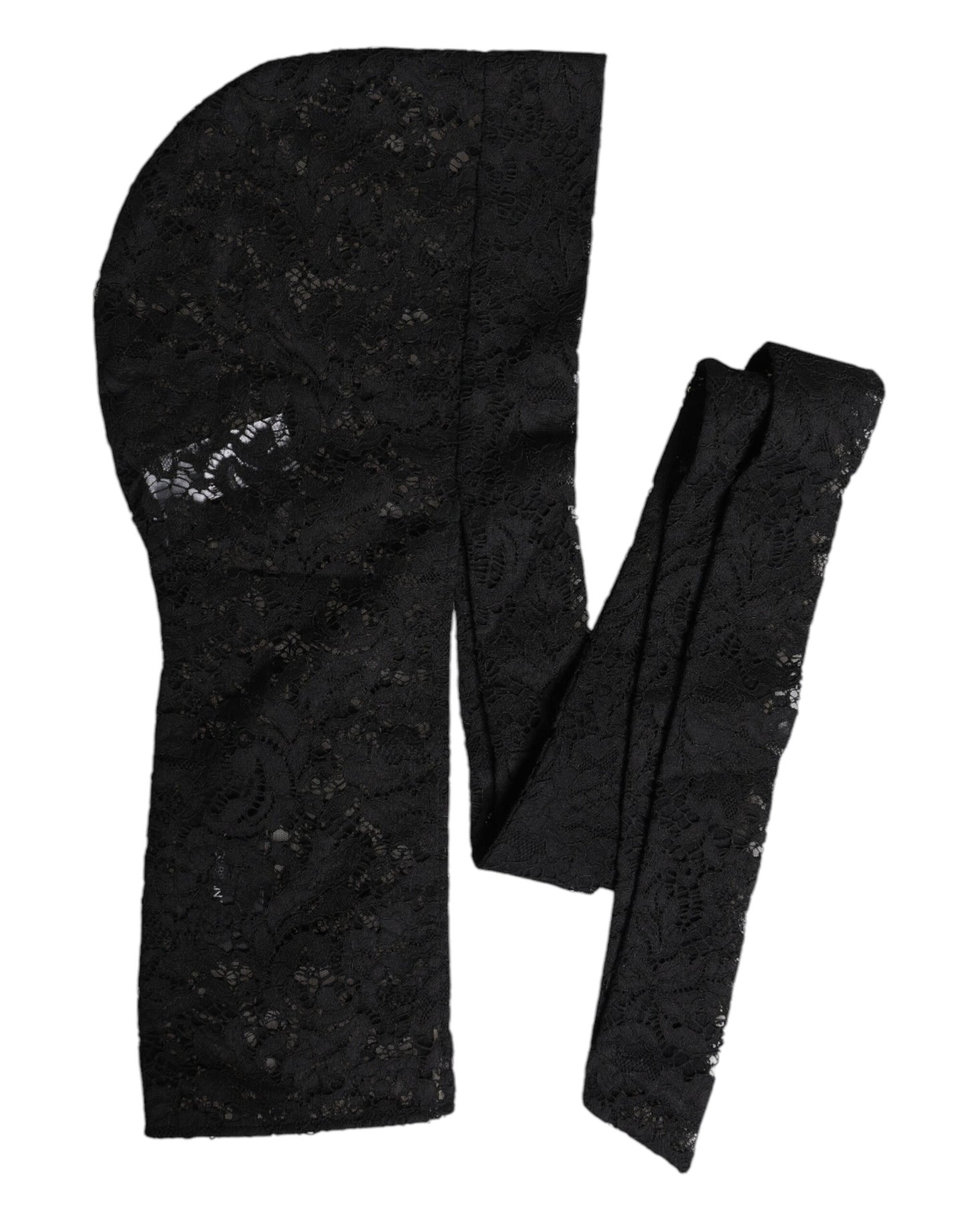 Dolce & Gabbana Schwarzer floraler Spitzen-Ganzkopf-Wickelhut