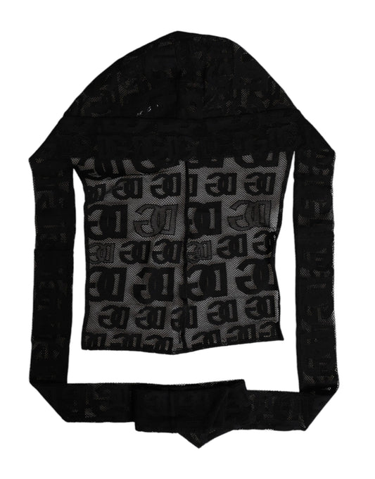 Dolce & Gabbana Schwarzer Logo-Netz-Ganzkopf-Wickelhut