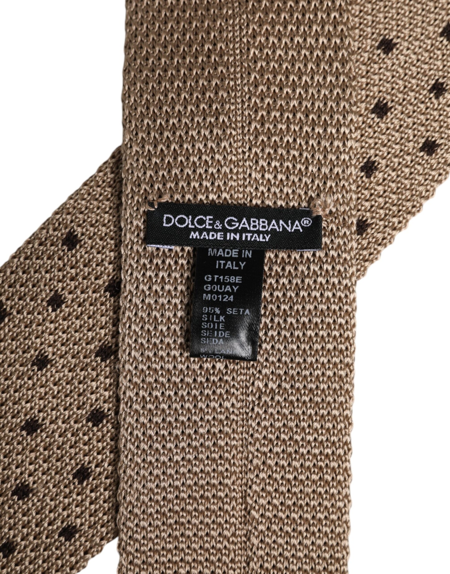 Dolce & Gabbana Beige gepunktete Seidenkrawatte Verstellbare Krawatte