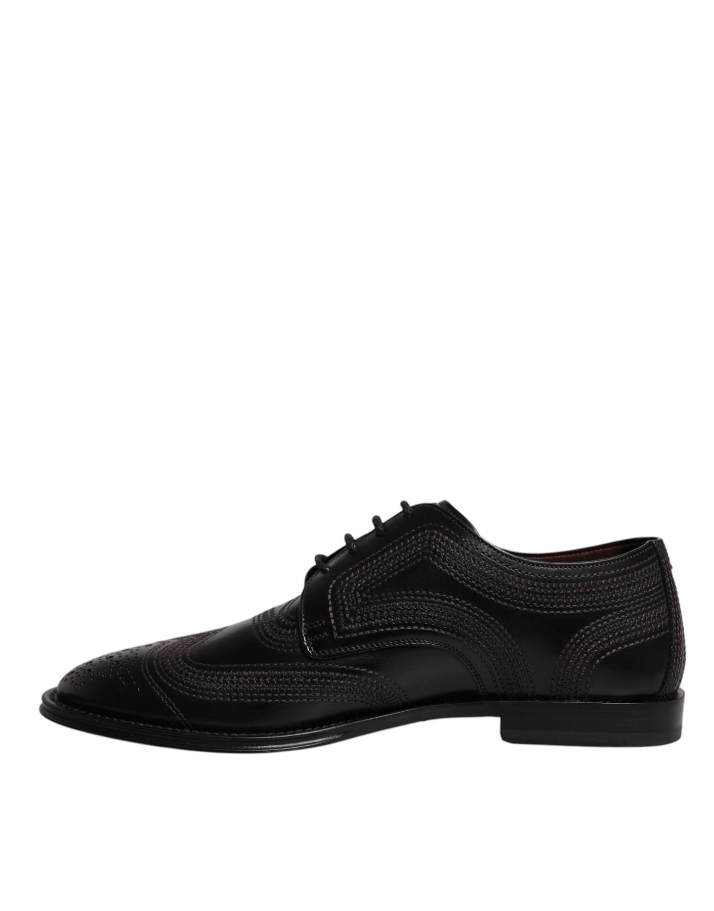 Dolce & Gabbana Schwarze bestickte klassische Derby-Schuhe aus Leder