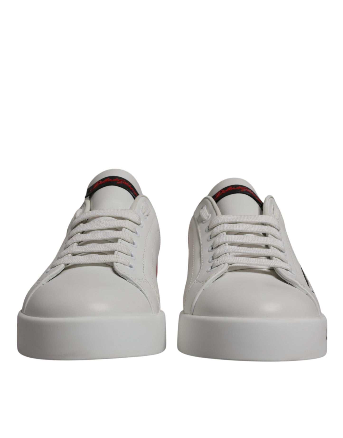 Dolce & Gabbana Weiß Rot Leder Logo Low Top Sneakers Schuhe