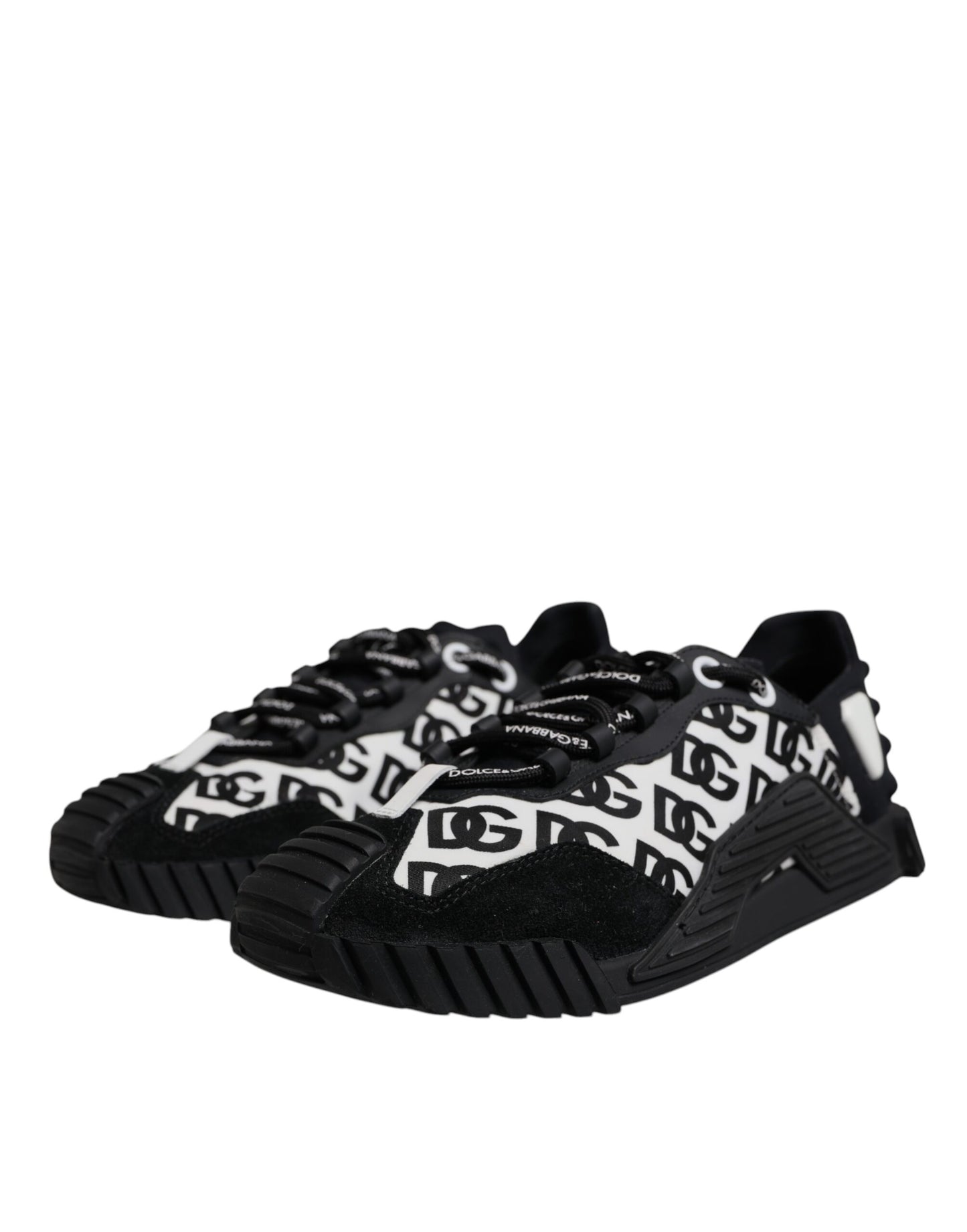 Dolce & Gabbana Schwarz Logo Lace Up Low Top NS1 Turnschuhe Schuhe