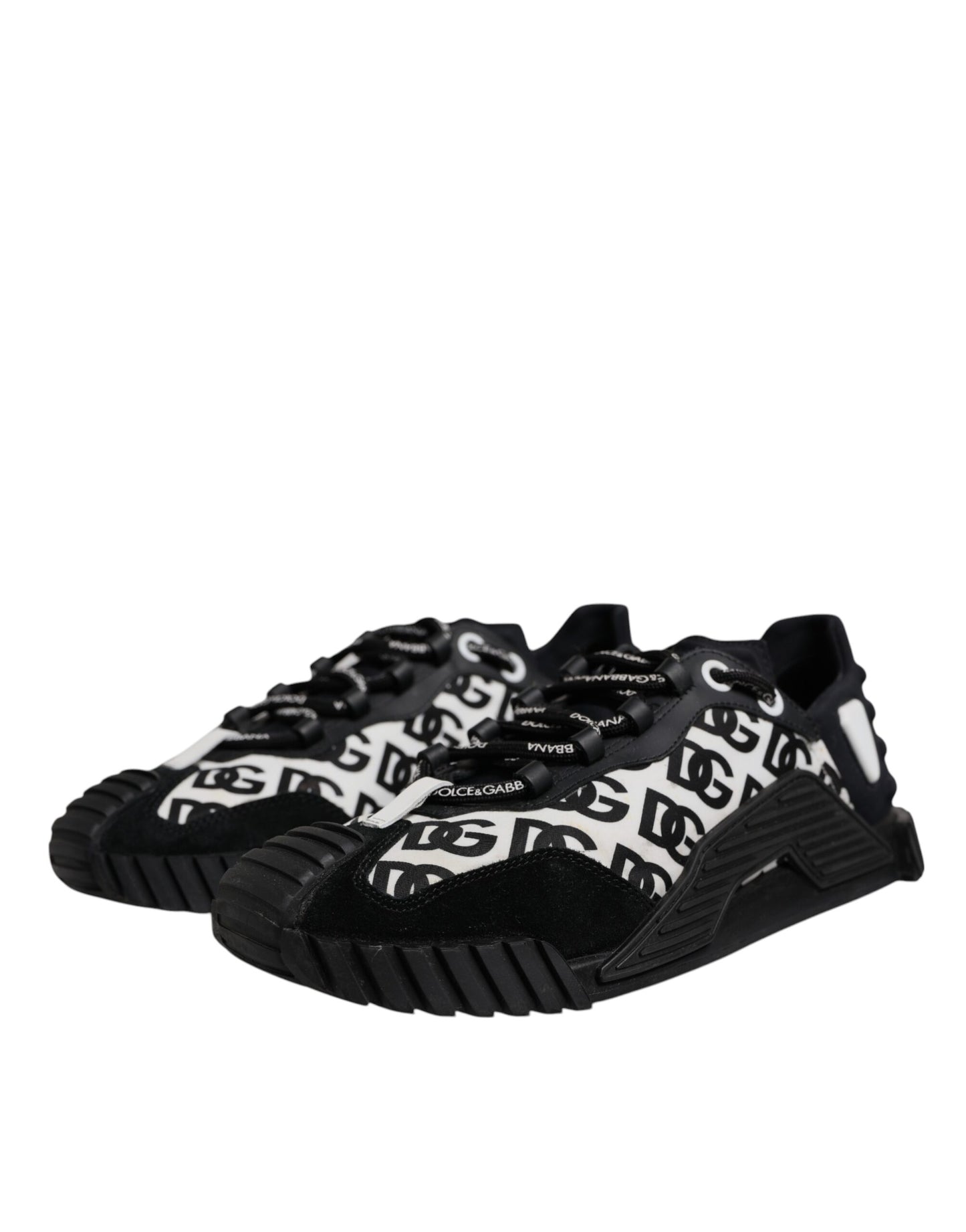 Dolce & Gabbana Schwarz Logo Lace Up Low Top NS1 Turnschuhe Schuhe