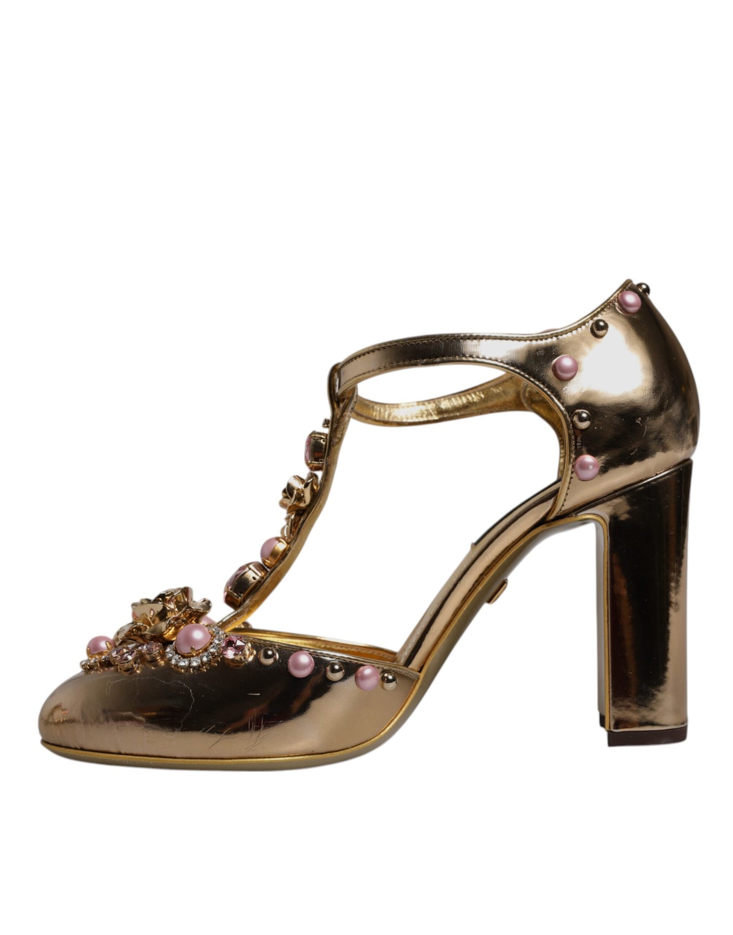 Dolce & Gabbana Gold verschönert Vally Heels Sandalen Schuhe