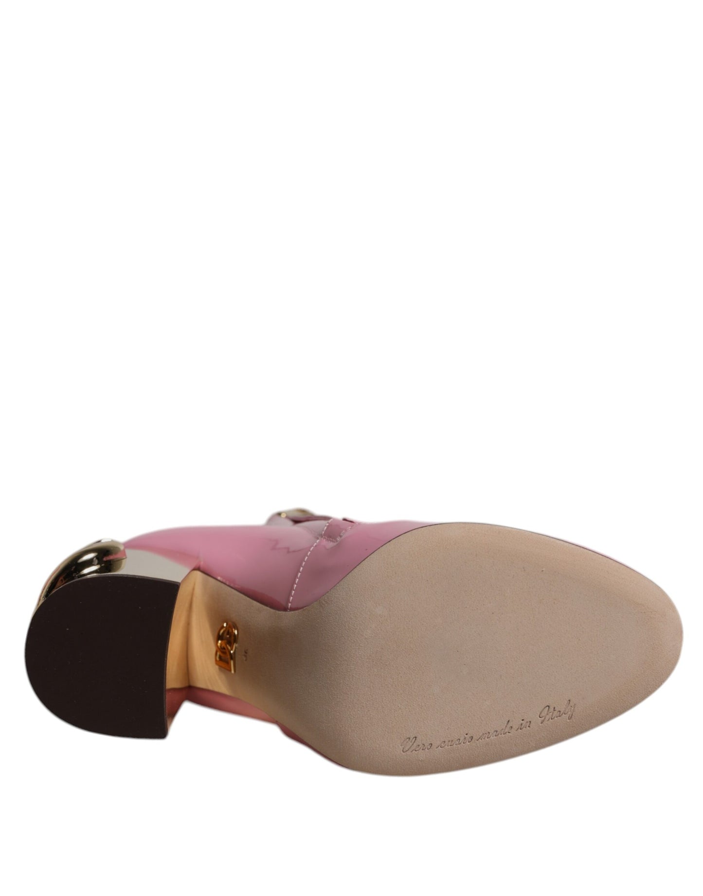 Dolce & Gabbana Rosa Lackleder Absatz Mid Calf Stiefel Schuhe