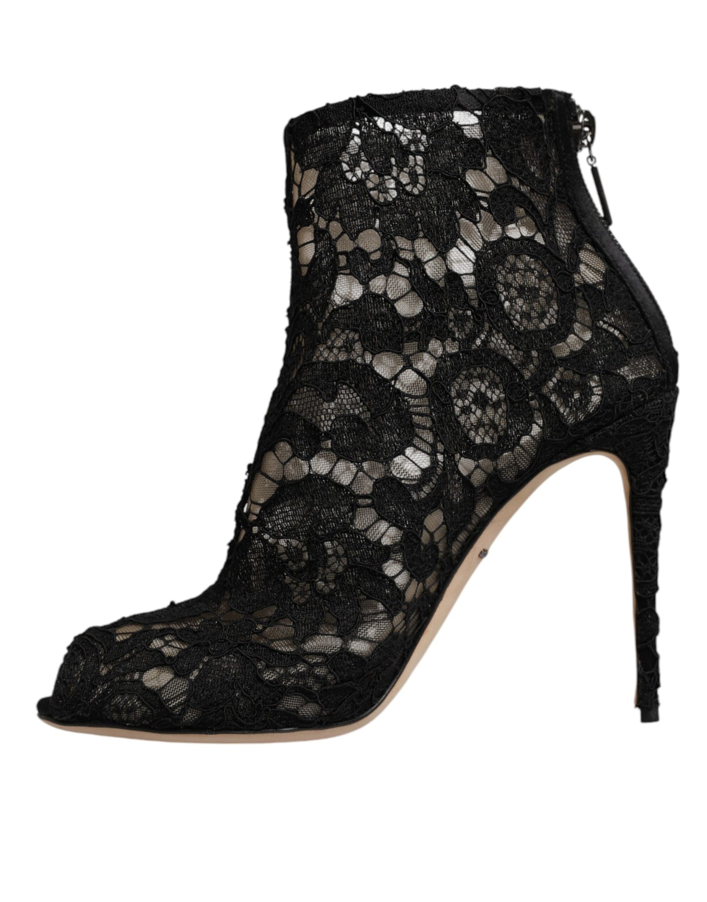 Dolce & Gabbana Schwarz Floral Spitze Absätze Stiefeletten Schuhe
