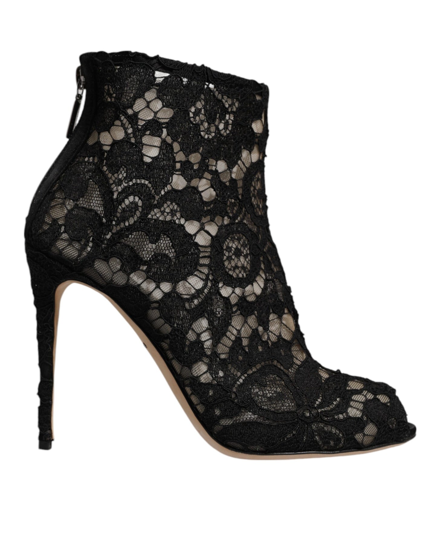 Dolce & Gabbana Schwarz Floral Spitze Absätze Stiefeletten Schuhe