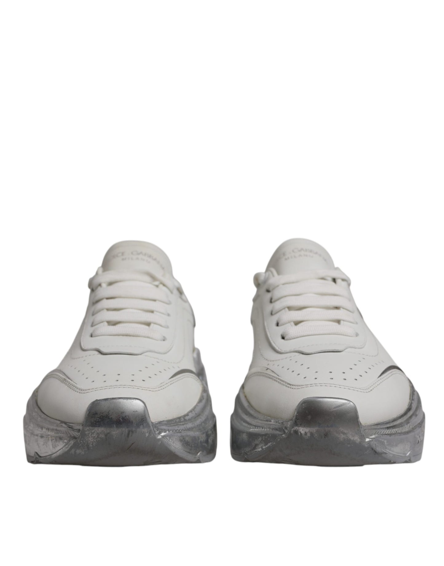Dolce & Gabbana Weiß Silber Daymaster Low Top Sneaker Schuhe