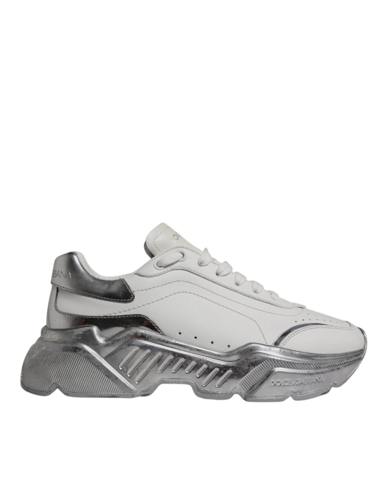 Dolce & Gabbana Weiß Silber Daymaster Low Top Sneaker Schuhe