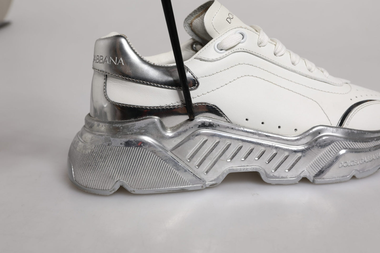 Dolce & Gabbana Weiß Silber Daymaster Low Top Sneaker Schuhe