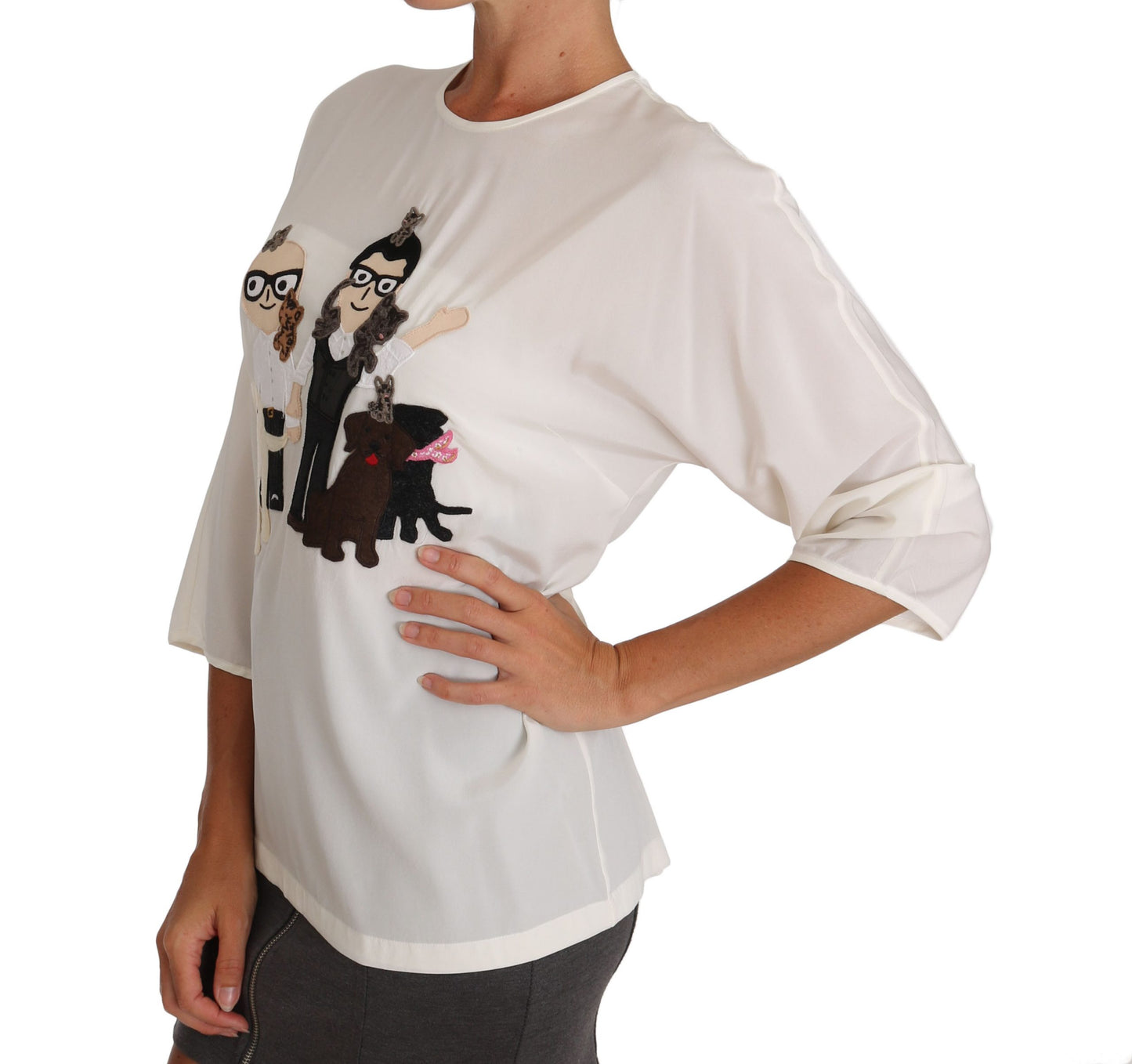 Dolce & Gabbana Weißes Seiden-T-Shirt #dgfamily Bluse