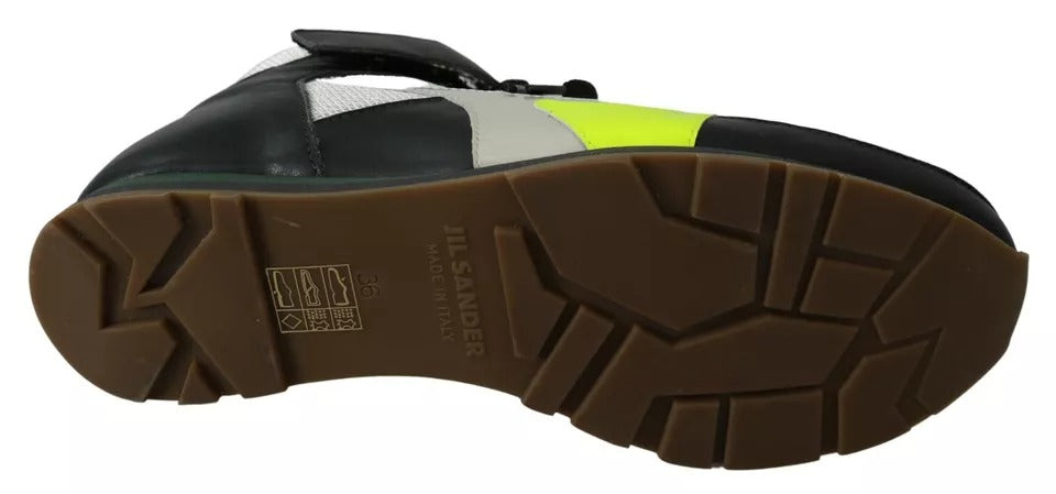 Jil Sander Fog Gray Neon Grün Schwarz Lace-Up Strap Schuhe