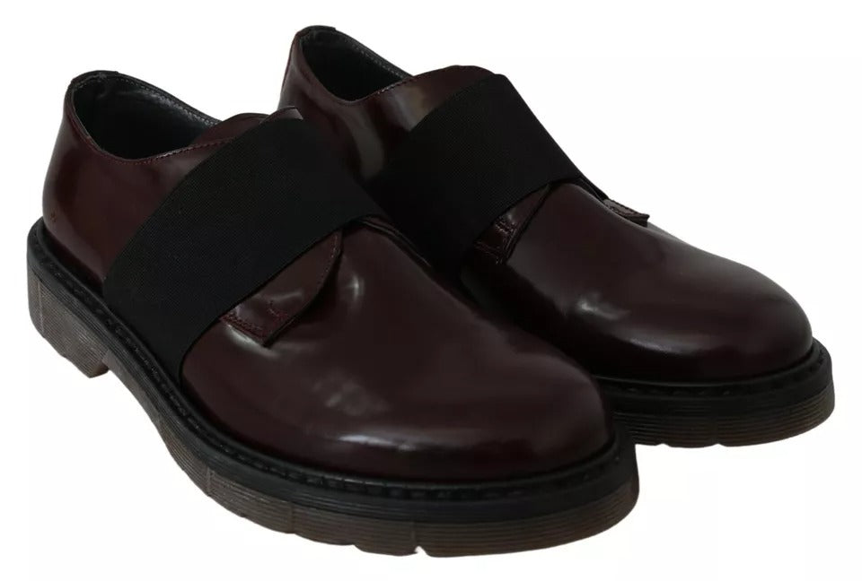Dr. Martens Dunkelbraune Lederschuhe mit elastischem Riemen
