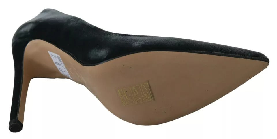 Ovyé Graue Samt Kleid Stiletto Pumps Schuhe