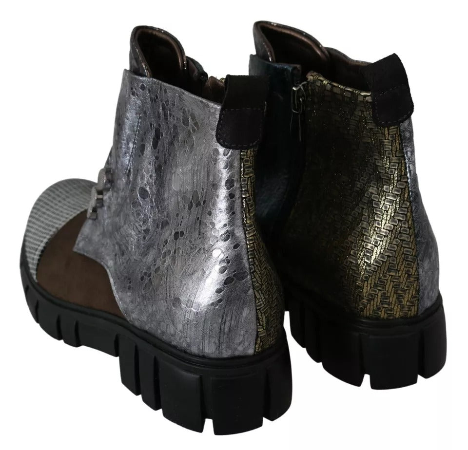 EBARRITO Multicolor Leder Wildleder Reißverschluß Stiefeletten Schuhe