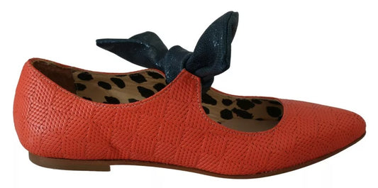 EBARRITO Orange Leder Schleife Slip-on Loafers Ballett Wohnung Schuhe