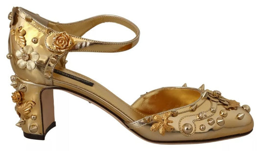 Dolce & Gabbana Gold Nieten Vally Slingback Sandalen Schuhe