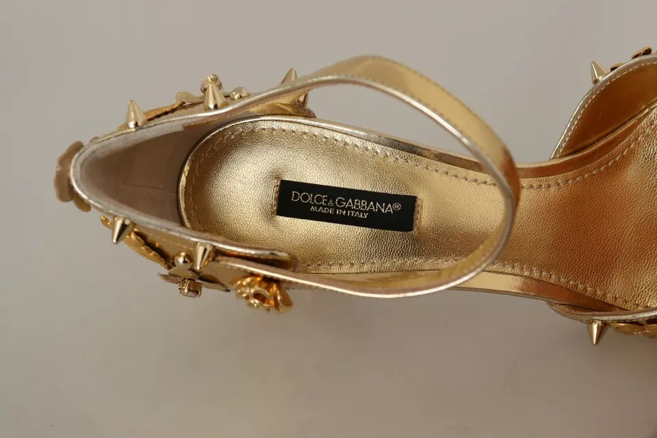 Dolce & Gabbana Gold Nieten Vally Slingback Sandalen Schuhe